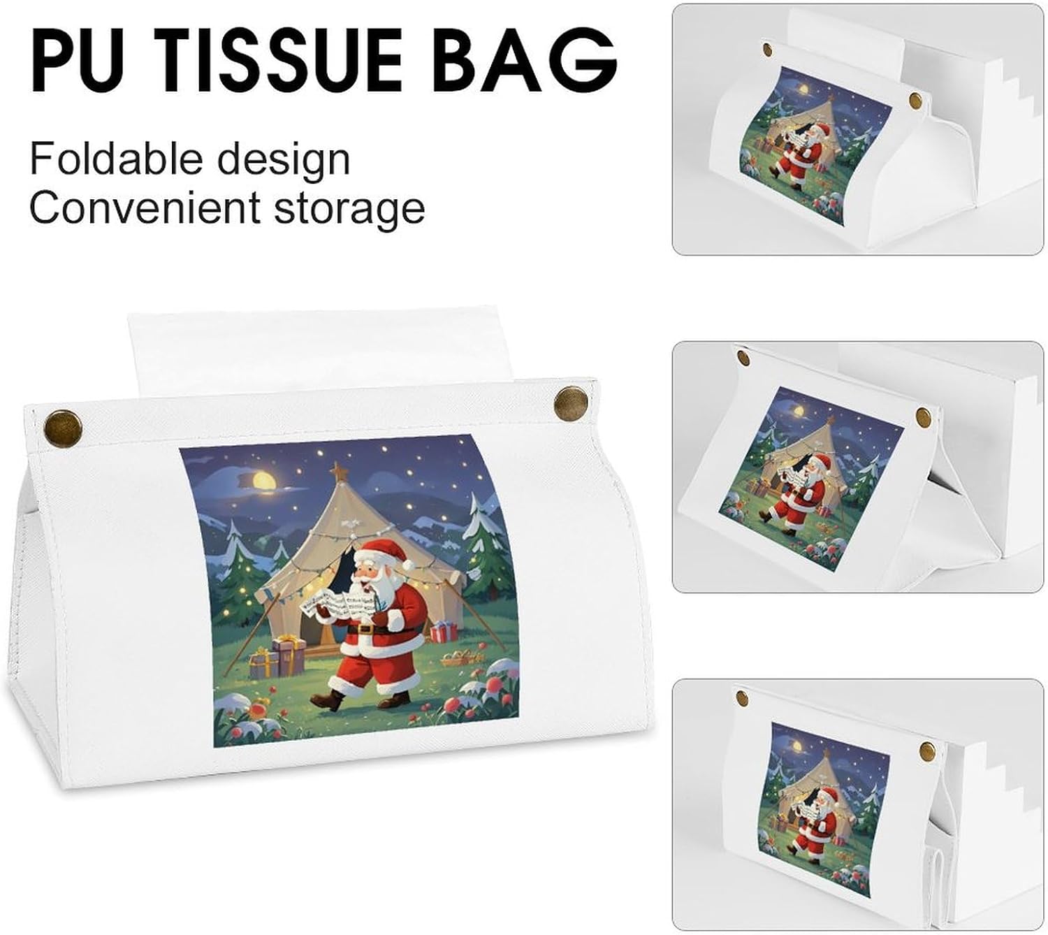 Decorative PU Tissue Paper Holder Ode to The Wilderness Printed Tissue Box Cover Napkin Tissues Organizer Home Decor for Bathroom Night Stands Desk Car Dining Table image 4