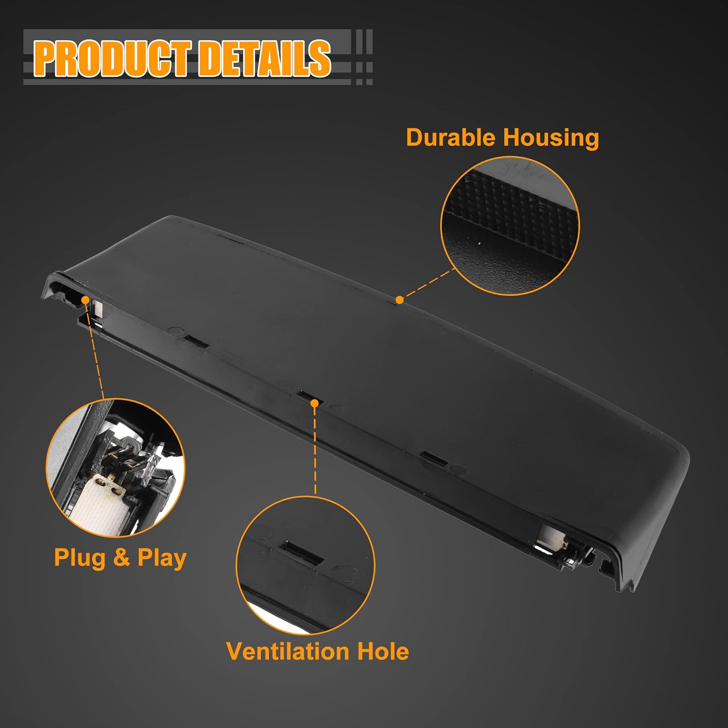 X AUTOHAUX Tail High Mount Brake Stop Light 8K5945097 Third Brake Light Rear Cab Roof Center Brake Stop Light for Audi A4 S4 ABS Black Housing(a23031300ux0100)