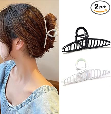 Amazon Co Jp Fuyunohi ヘアクリップ バンスクリップ 髪留め 韓国 2個セット レディース シンプル ヘアアクセサリー かみどめ クリップ 大きめしっかり オフィス シンプル ヘアアクセサリー 髪留め 髪飾り クリップ 大きめ おしゃれ キラキラ ホワイト ブラック
