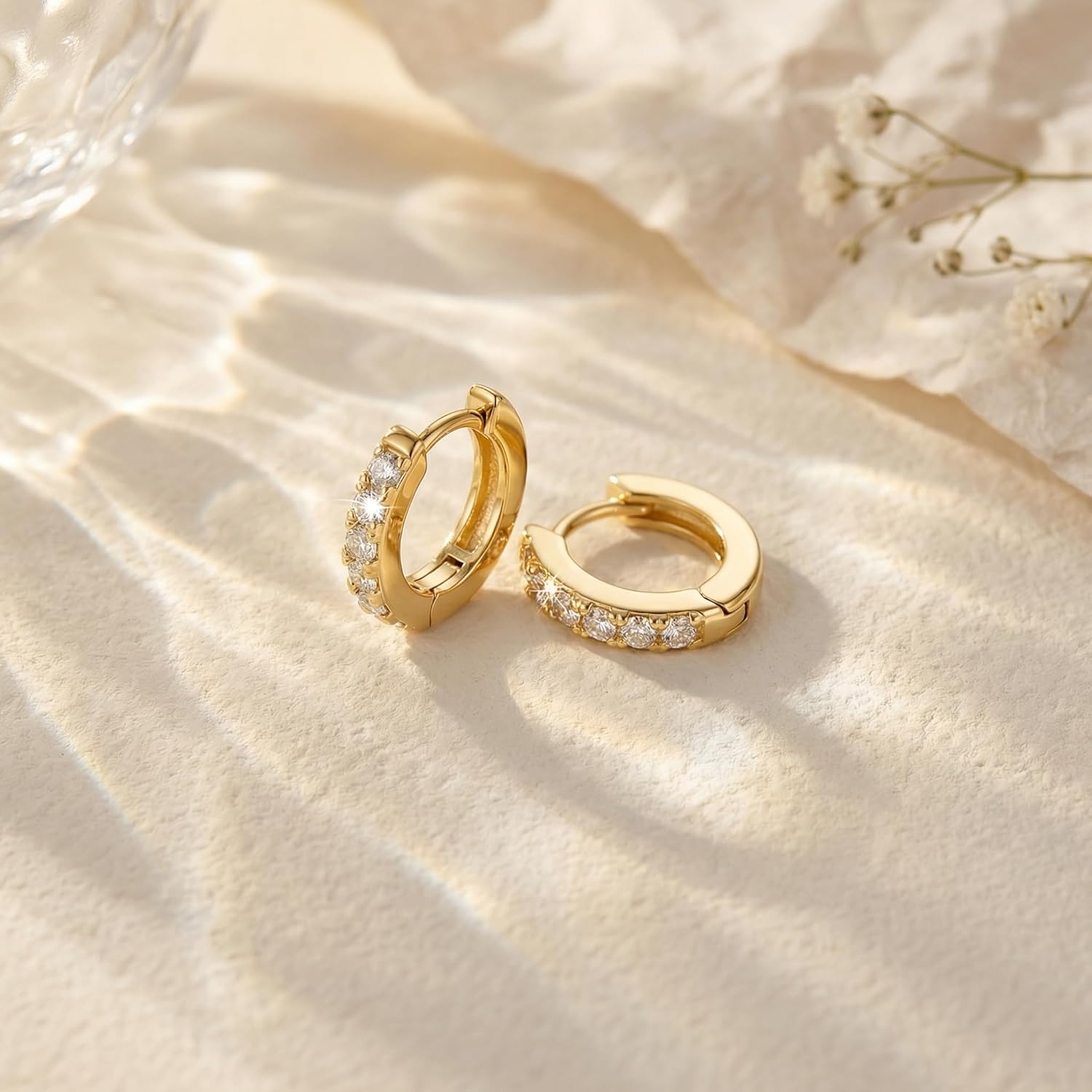 14K Gold Earrings for Women Gold Hoop Earrings Gold Earring for Women Cubic Zirconia Hoop Womens Versatility and Heartfelt Charm with CZ Huggie Hoops Earring for Womens Hoops 12/14/16/20/25/30 mm
