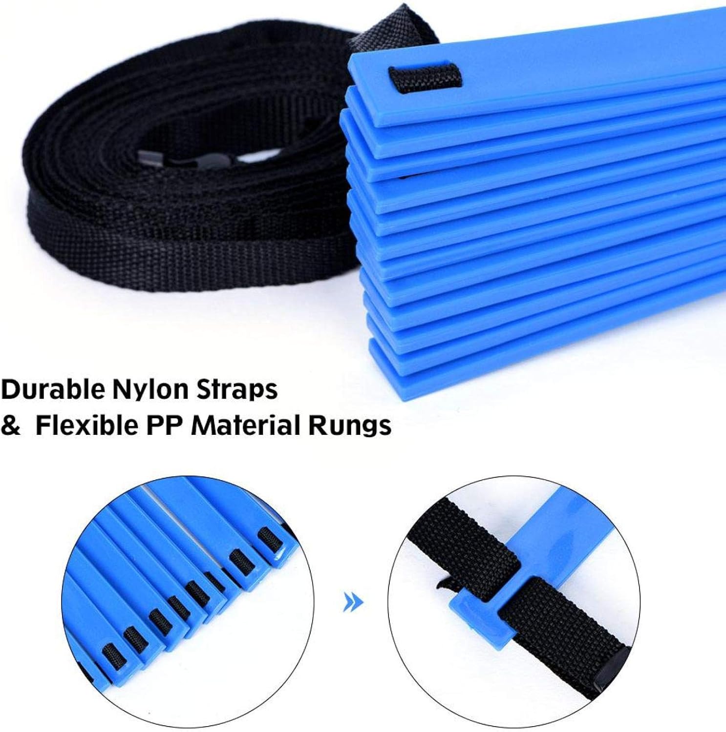 VGEBY1 Speed & Training Ladder, 19Ft Flat Ladder Training Ladder Speed Flat Rung with Carrying Bag for Football Training(Blue)