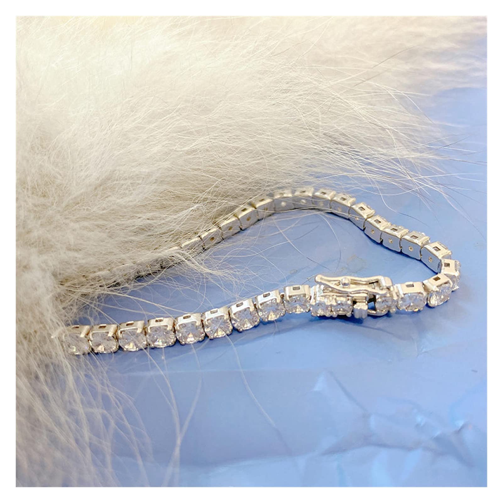 CXYWBD Armbänder für Damen, mit 925 platiniertem Edelstein, Diamant-Tennisarmband für Damen, Hochzeit, edler Schmuck, weißer Stein, 15 cm