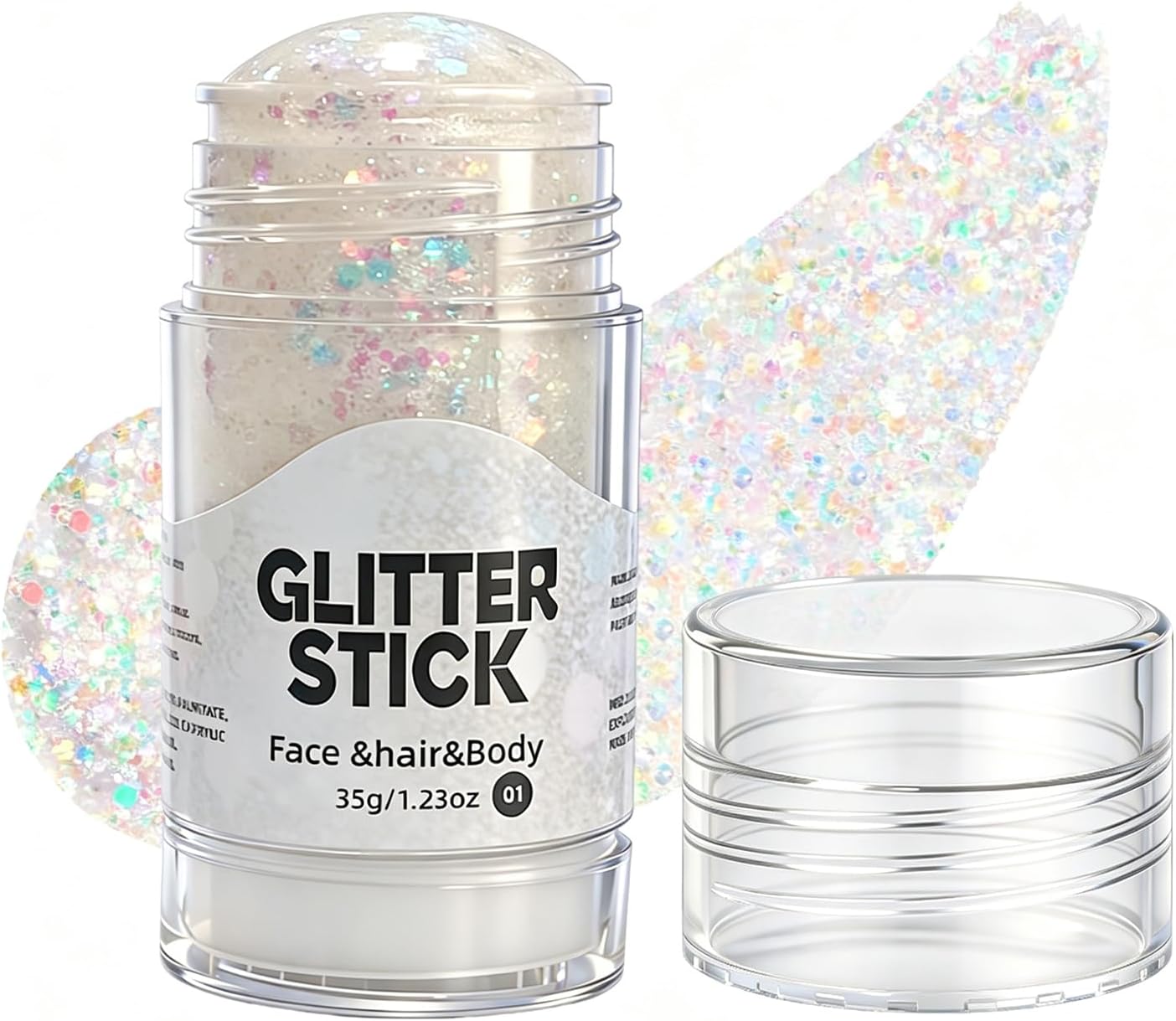 Baorder Colorful White Body Glitter Stick,Sparkly Hair Makeup for Women