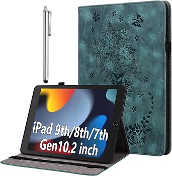 Case for iPad 9th Generation 2021/8th Gen 2020/7th Gen 2019 10.2 Inch with Auto Sleep/Wake Multi-Angle Protective PU Leather Case Green