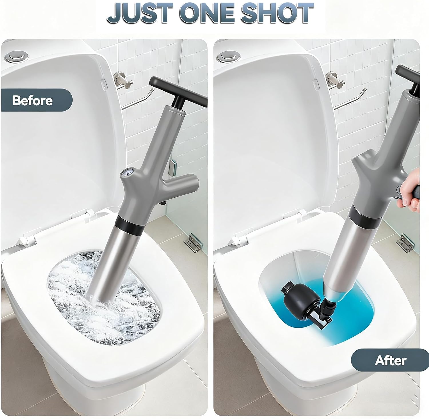 Toilet Plunger, High Pressure Drain Unclogger Plungers with Pressure Gauge, toilet auger Air Drain Blaster, Versatile Heavy Duty Clog Remover for Bathroom, Kitchen, Floor Drain