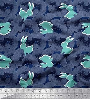 Animal Pattern - Darkest Navy - Soimoi Pure Silk Fabric, 42" Wide Printed Silk by The Yard for Scarves, Sarees, Stoles, Dupattas, Dresses & Elegant DIY Sewing Projects