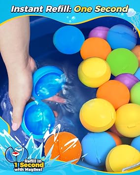 Reusable Water Balloons 12PCS - Summer Water Toys for Pool Beach & Outdoor, Self-Sealing Refillable Water Bombs for Kids Ages 3-14, Magnetic Splash Balls for Kids Fun Games & Activities