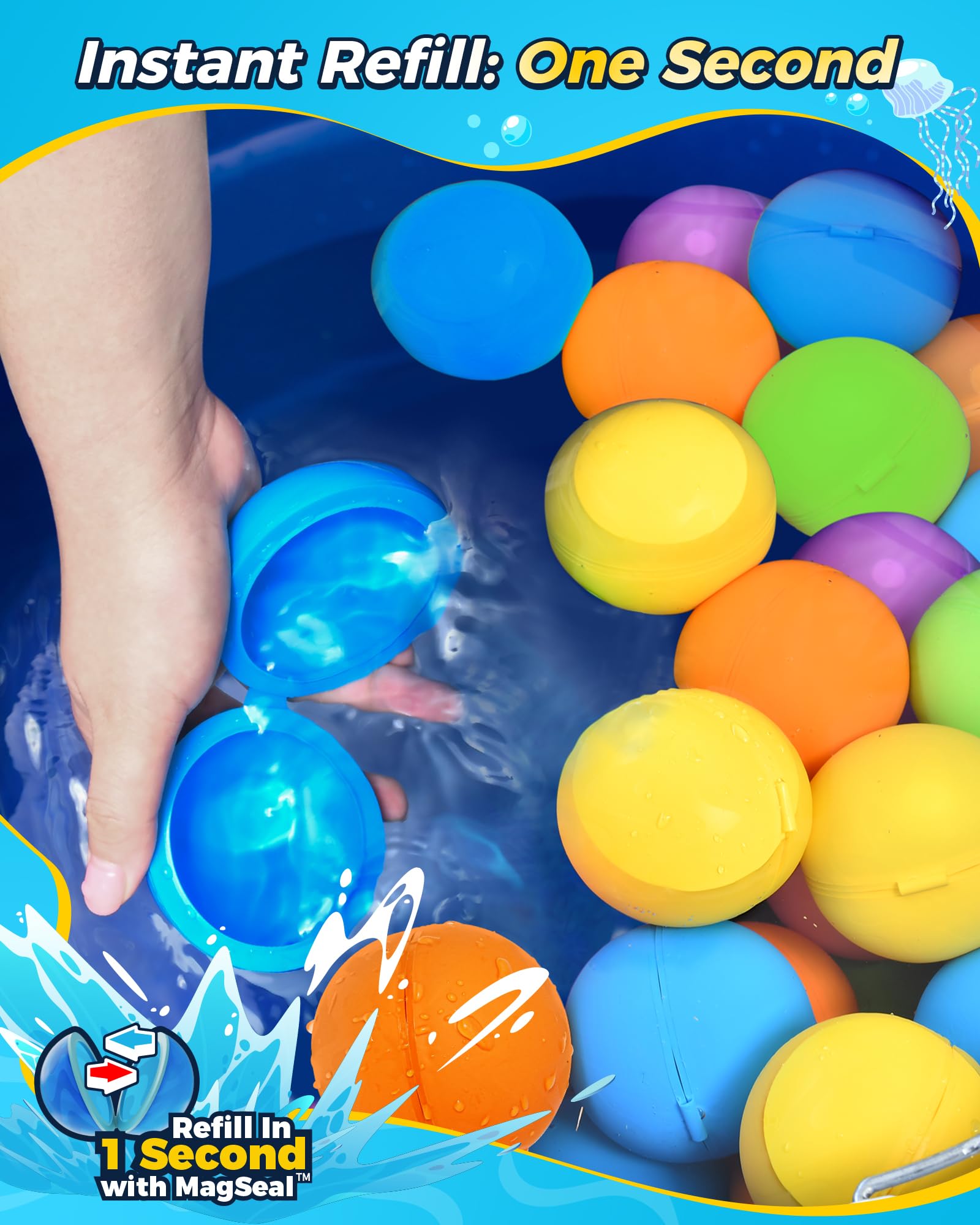 SOPPYCID Ballons D'Eau Réutilisables En Silicone Auto-Scellants – Lot De 6 Avec Sac, Remplissage Rapide