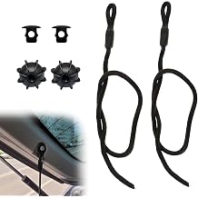MEKEET 2PCS Parcel Shelf String Black Nylon Rubber Car Boot Strings Roof Rack Attachment Straps Rear Wrap Rack Fixing Ropes Tonneau Lid with Rope Lanyard