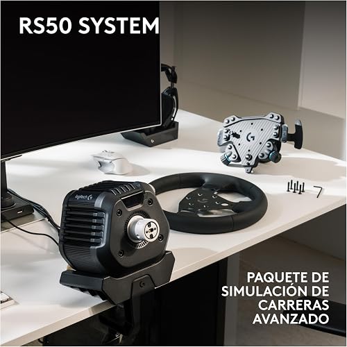 Logitech G RS50 System, 3-teiliges Sim-Racing-Lenkrad-Setup | RS50-Radbasis mit 8 Nm Direktantrieb, RS Wheel Hub mit 13 Tasten und RS-Rundrad 28 cm – Für PS5/PS4/PC - Schwarz - 4