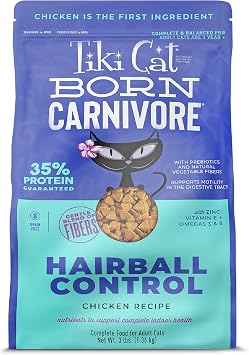 Tiki Cat Born Carnivore Dry Cat Food, Hairball Control, Chicken, 3 lbs. Bag
