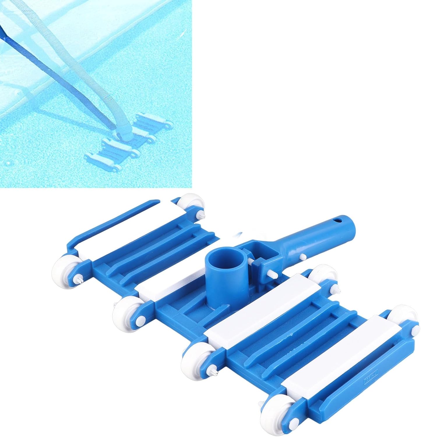ABS Pool Vacuum Head, Pool Suction Cleaner with Wheels, Manual Swimming Pool Clear Tool with Handle for Hot Tubs