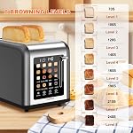 2 Slice Toaster Touch Screen, Stainless Steel Toasters Digital Timer 2 Slot Toasters, 8 Shade Settings 6 Bread Types for Bagel, Cancel, Defrost (Grey)