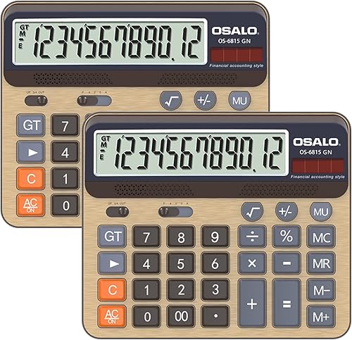 Calculadora de escritorio extragrande de 5 pulgadas pantalla LCD de 12 dígitos con botón de respuesta gigante batería y energía solar perfecta para