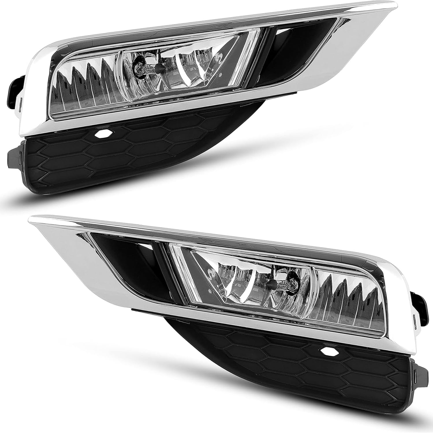 Fog Lights Assembly Replacement for 2015 2016 Honda CR-V CRV Clear Lens with Front Bumper Bezel Wires Switch Bulbs Kit Left+Right Side