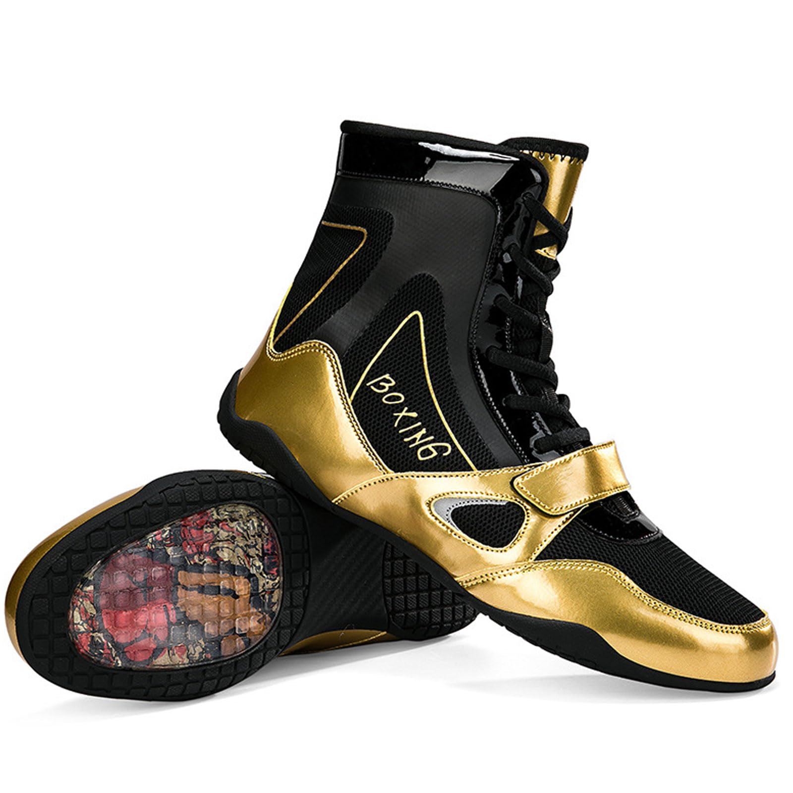 Czerwone, czarne, niebieskie buty zapaśnicze unisex. Buty bokserskie. Buty zapaśnicze. Wysokie buty do wrestlingu. Do treningu walki ćwiczeń fitness Muay Thai sztuki walki