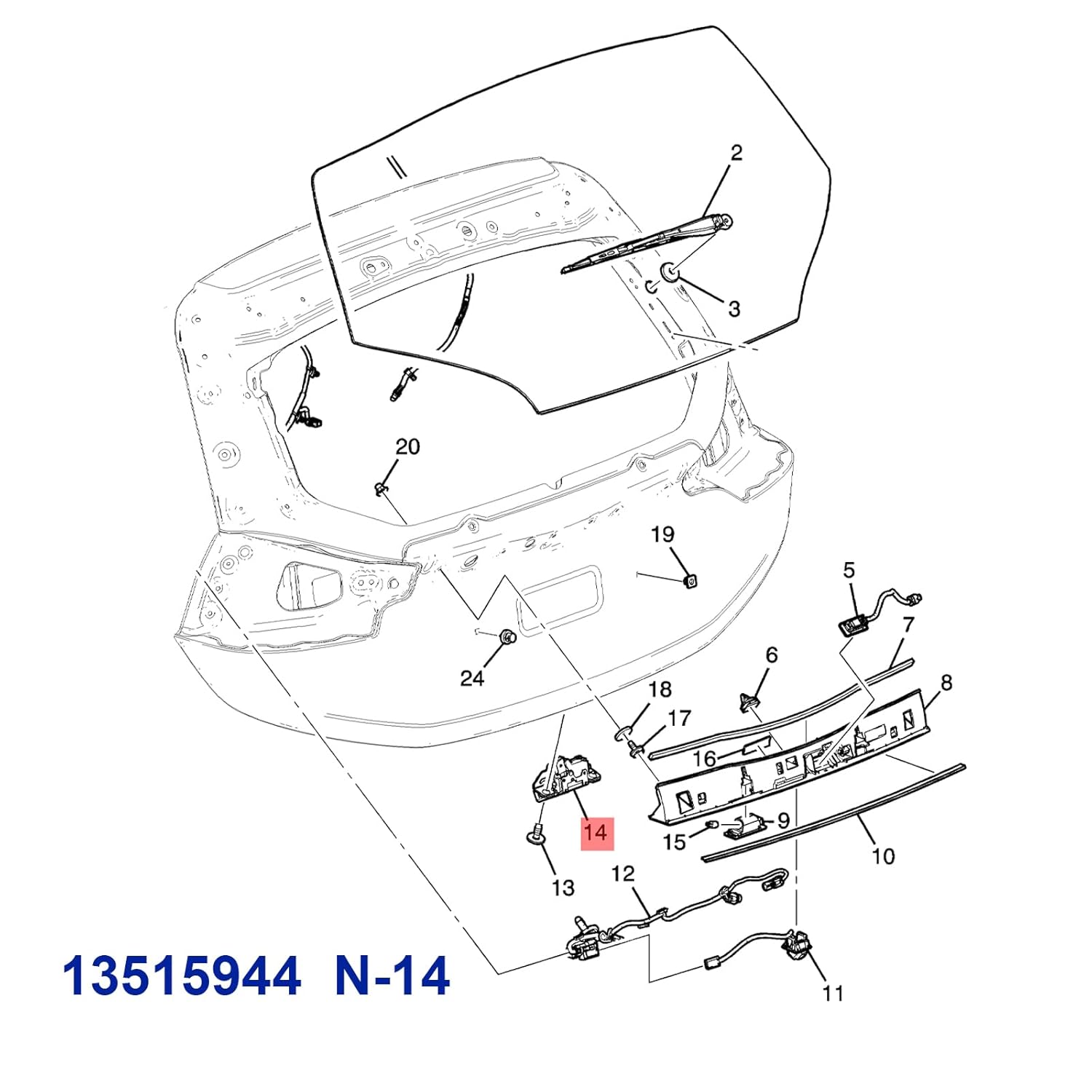 13515944 Rear Tailgate Trunk Latch Actuator Compatible with for Chevy Bolt EV Tahoe Trax Suburban 3500 HD Sonic, GMC Yukon XL, Cadillac Escalade, Buick Encore Replace# 13508110