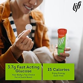 Lift Glucose Fast-Acting Glucose Chewable Energy Tablets, Orange, 10 ct Tube (Pack of 12)