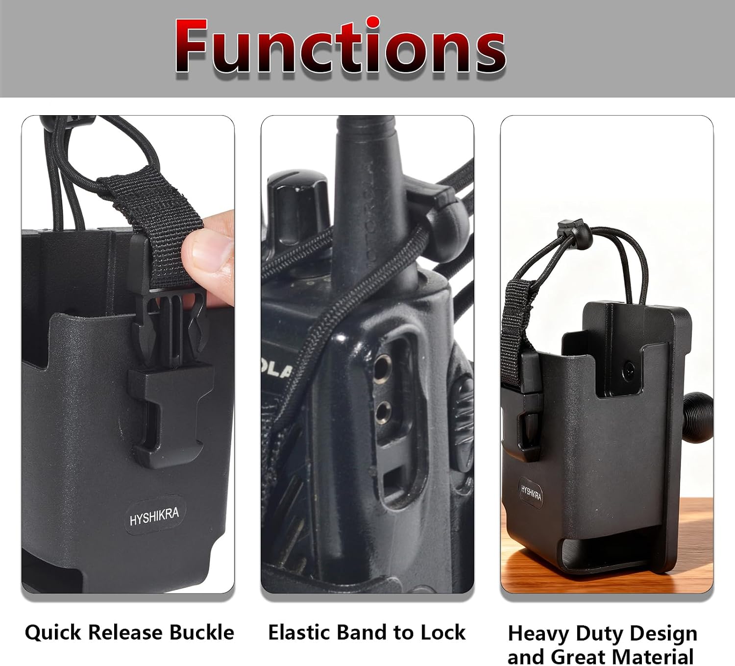 Universal Radio Holder Mount, Heavy Duty Hard Shell Case for Baofeng Kenwood Yaesu Motorola Walkie-talkies with 1inch/25mm Ball Adapter for RAM Mount B Size Double Socket Arm