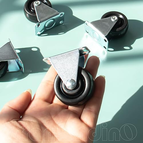 Miniatura 4 de Framendino, Paquete de 4 ruedas de 1.5 pulgadas de goma resistente, placa superior no giratoria para muebles