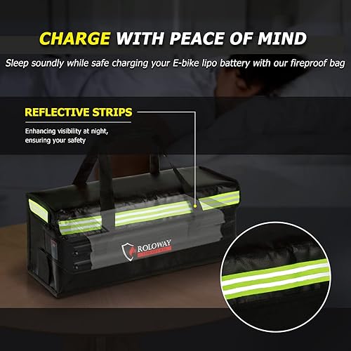 Miniatura 3 de ROLOWAY Lipo - Bolsa de batería (20 x 5 x 7.5 pulgadas), bolsa grande para bicicleta eléctrica Lipo a prueba de fuego con asa cómoda, tira