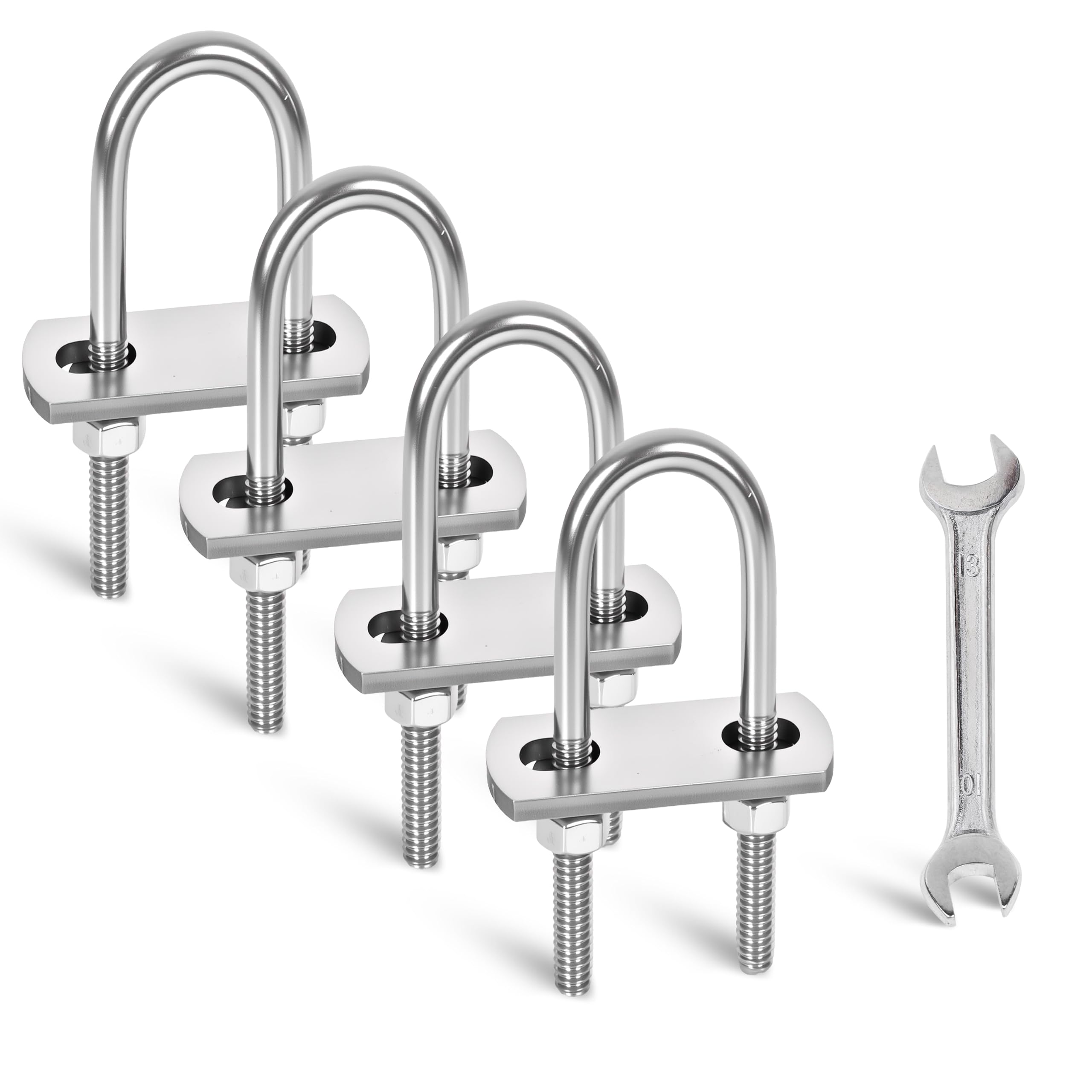 M8 U-Bolts - 4 Sets Stainless Steel -12