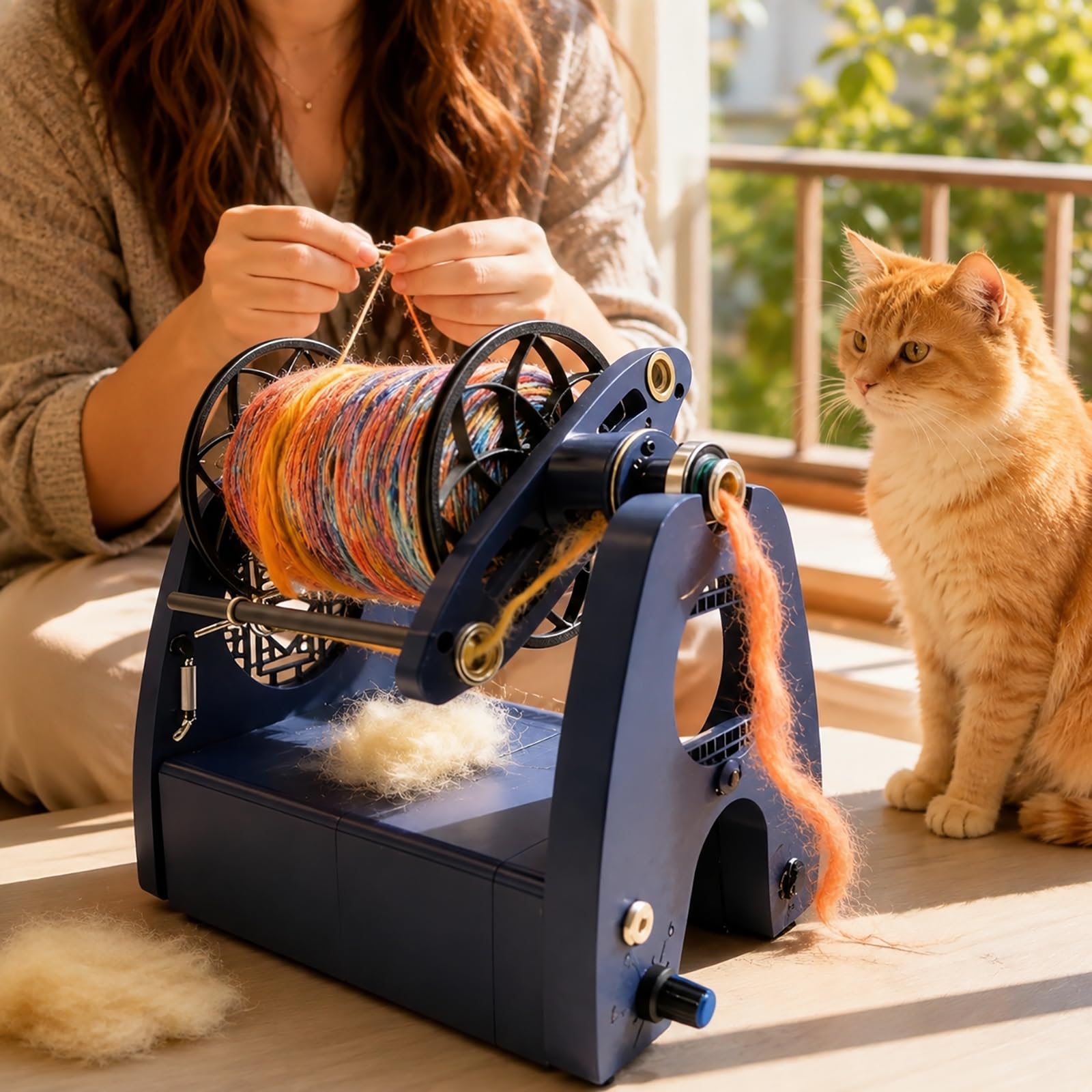 HCAUYNN Electric Yarn Spinner, Compact Wool Spinning Machine with Variable Speed Control and 3 Spools for Fibre Craft & DIY Yarn Making