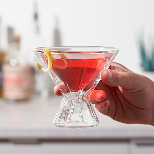 Miniatura 7 de Viski Cristal de doble pared aislado para cóctel de corte Martini, apto para lavavajillas, vidrio de borosilicato de 8.5 onzas, juego de 2,