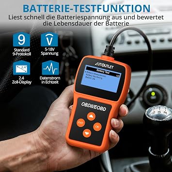 AUTOUTLET OBD2 Diagnostic Tool Car OBD2 Scanner Code Reader OBD2 EOBD Engine Fault Code Reader Scanner with DTC Definition 10 Languages Voltage Detection and Monitoring Car Fault Code Reader
