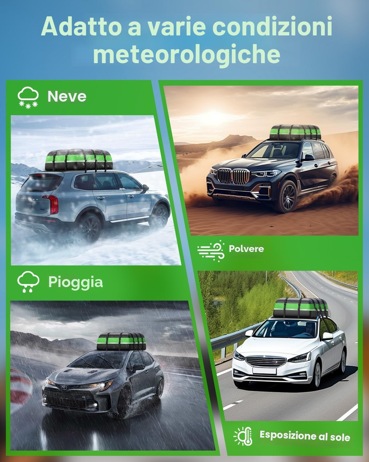 Borsa da Tetto per Auto 595 L Box da Tetto Auto Pieghevole Impermeabile 1000D Oxford con 6 Cinghie Robuste 2 Serrature Codice Tappetino Antiscivolo e Borsa Portaoggetti per Auto SUV Pickup Viaggi