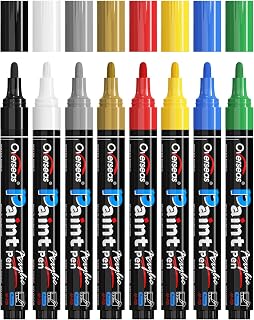 Paint Marker Pens - 8 Colors Permanent Acrylic Markers, Medium Tip, Water Based, Quick Dry, Waterproof Assorted Colors Paint Pen Set for Rock, Wood, Plastic, Metal, Canvas, Glass, Fabric, Mug