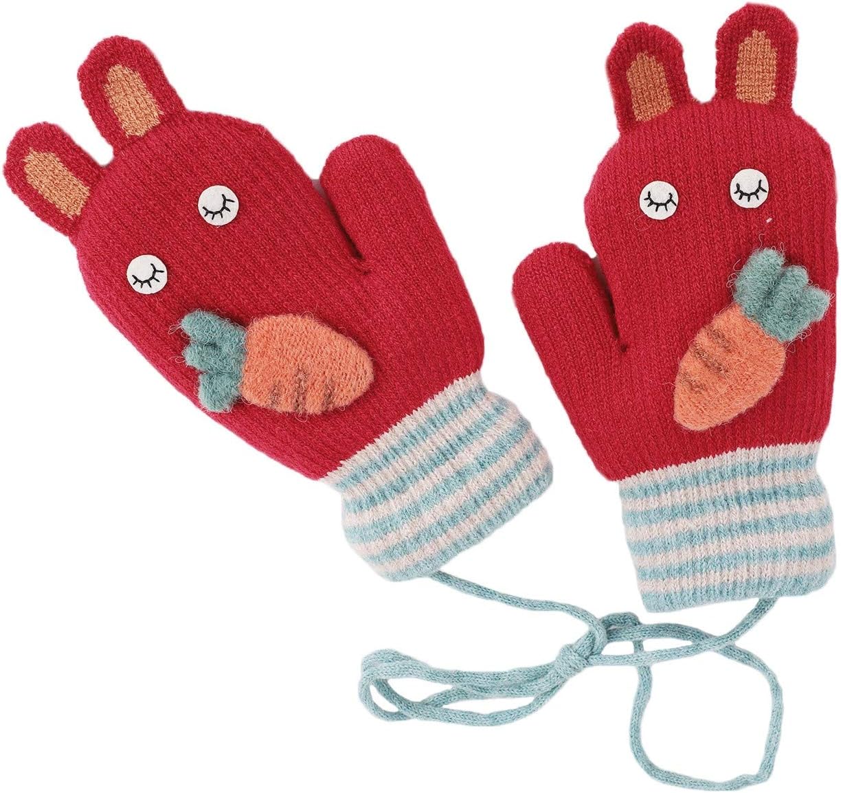 PURFUN Kids Cute Thermal Thick Plush Lining Knitted Gloves Winter Camping Cycling Ski Snowboarding Gloves Mittens Hand Warmer for 3-6 Yrs Girls Boys : Clothing, Shoes & Jewelry