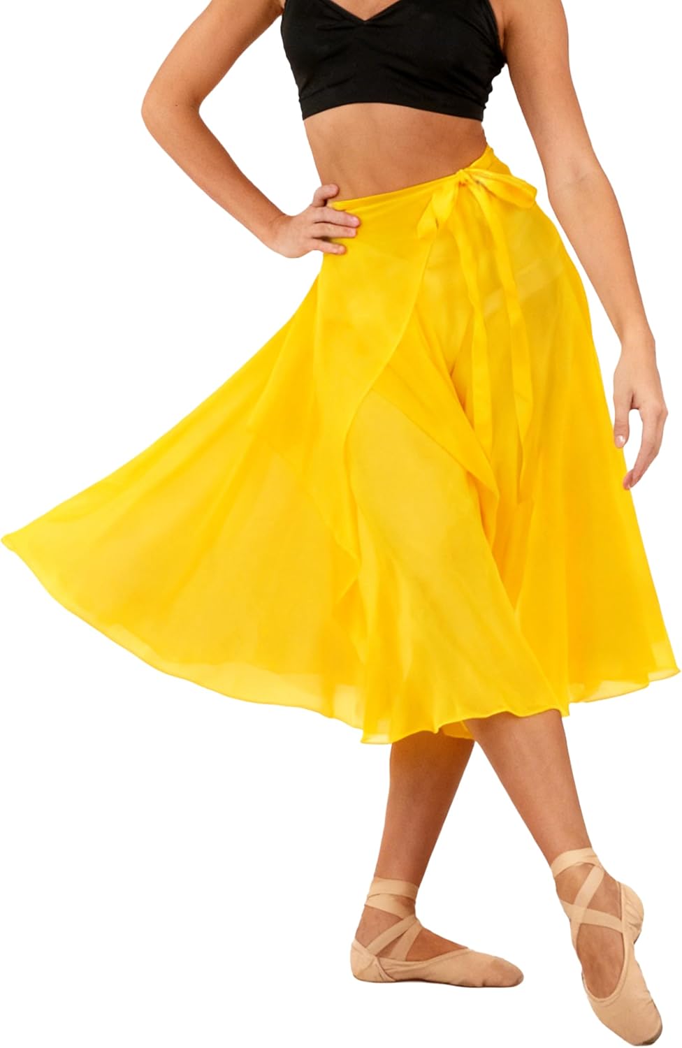 Wuchieal Dance Skirts for Women, Long Chiffon Ballet Skirt, Women's Dance Wrap Skirt with Tie