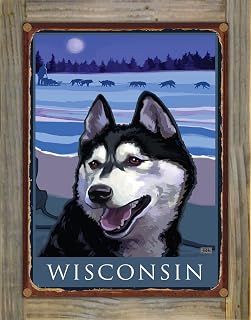 Wisconsin Sled Dog Heritage Rustic Metal Print on Reclaimed Barn Wood from Alla Prima Painting by Artist Joanne Kollman 8.5" x 11.5"