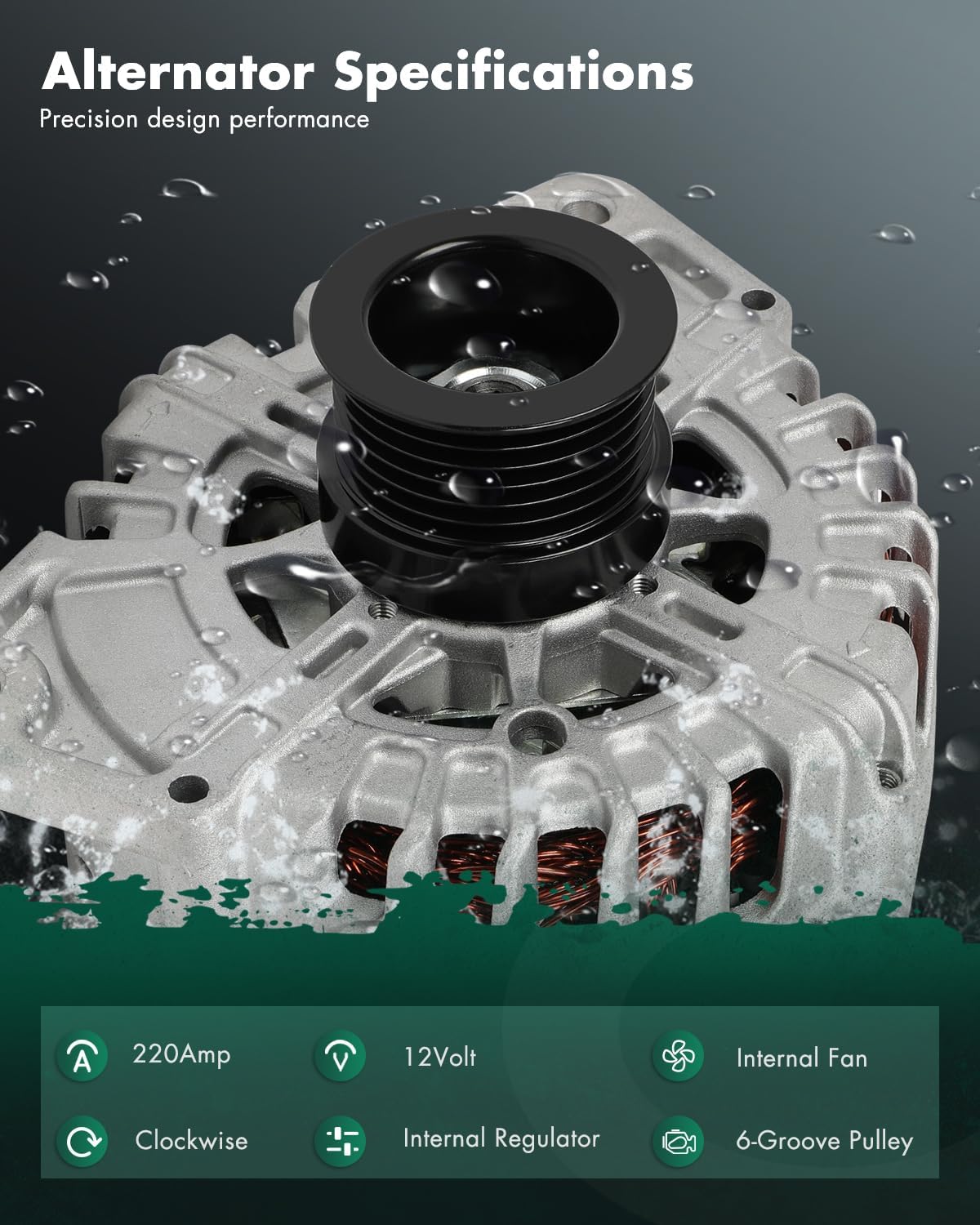 SCITOO New Alternator Fits for Mercedes-Benz for S-Klasse 2011-2013 W221 S500 S550 C216 CL500 12V 220Amp 6-Groove Pulley High Output Alternator FG23S021 A3408S