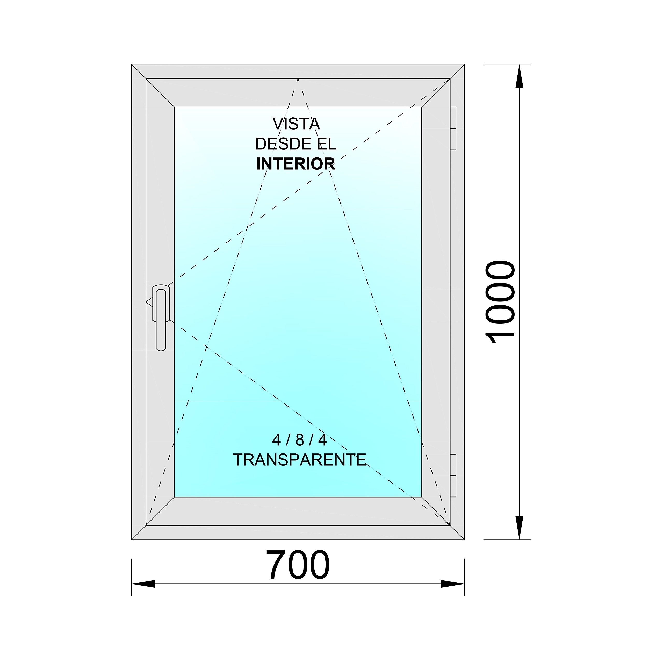 Ventanastock Ventana Aluminio 700x1000 Practicable Oscilobatiente Derecha 1 hoja