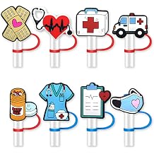 8Pcs Medical Straw Cover for Tumbler Cap, Nurse Silicone Straw Topper, 10mm Drinking Straw Tip Covers for Accessories Medical