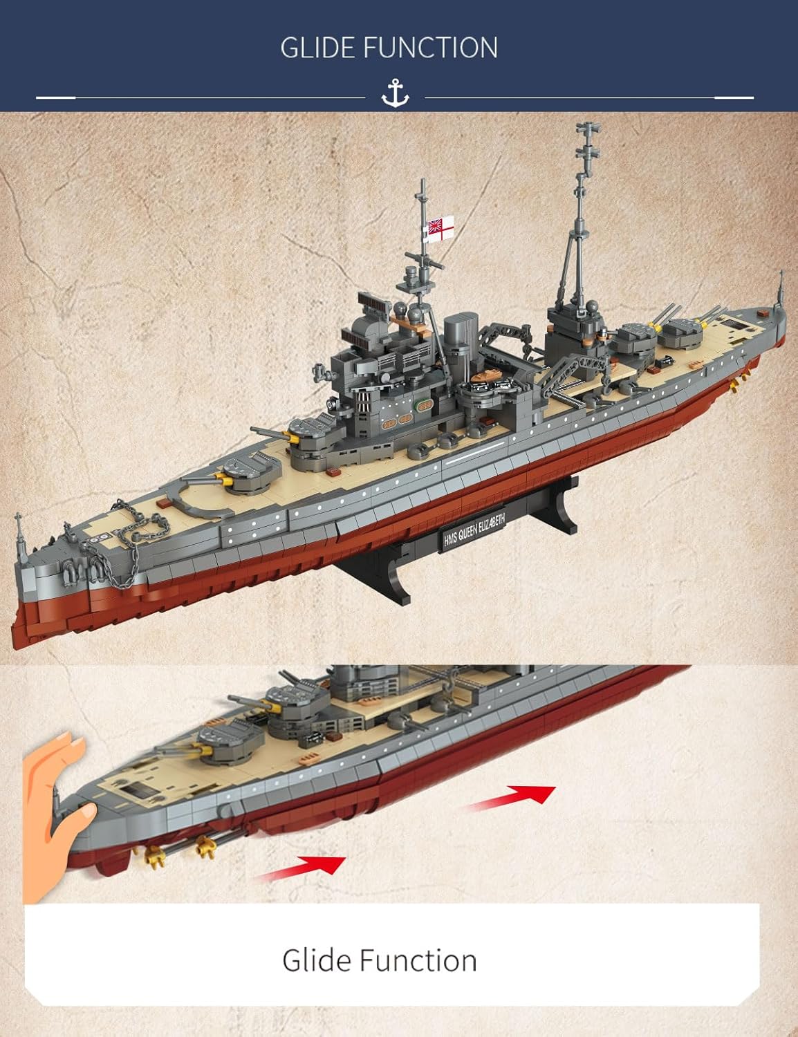 SEMKY Military Series Queen Elizabeth Class MOC Building Blocks and Engineering Toy（2277 Pieces）,WW2 Warship Fan