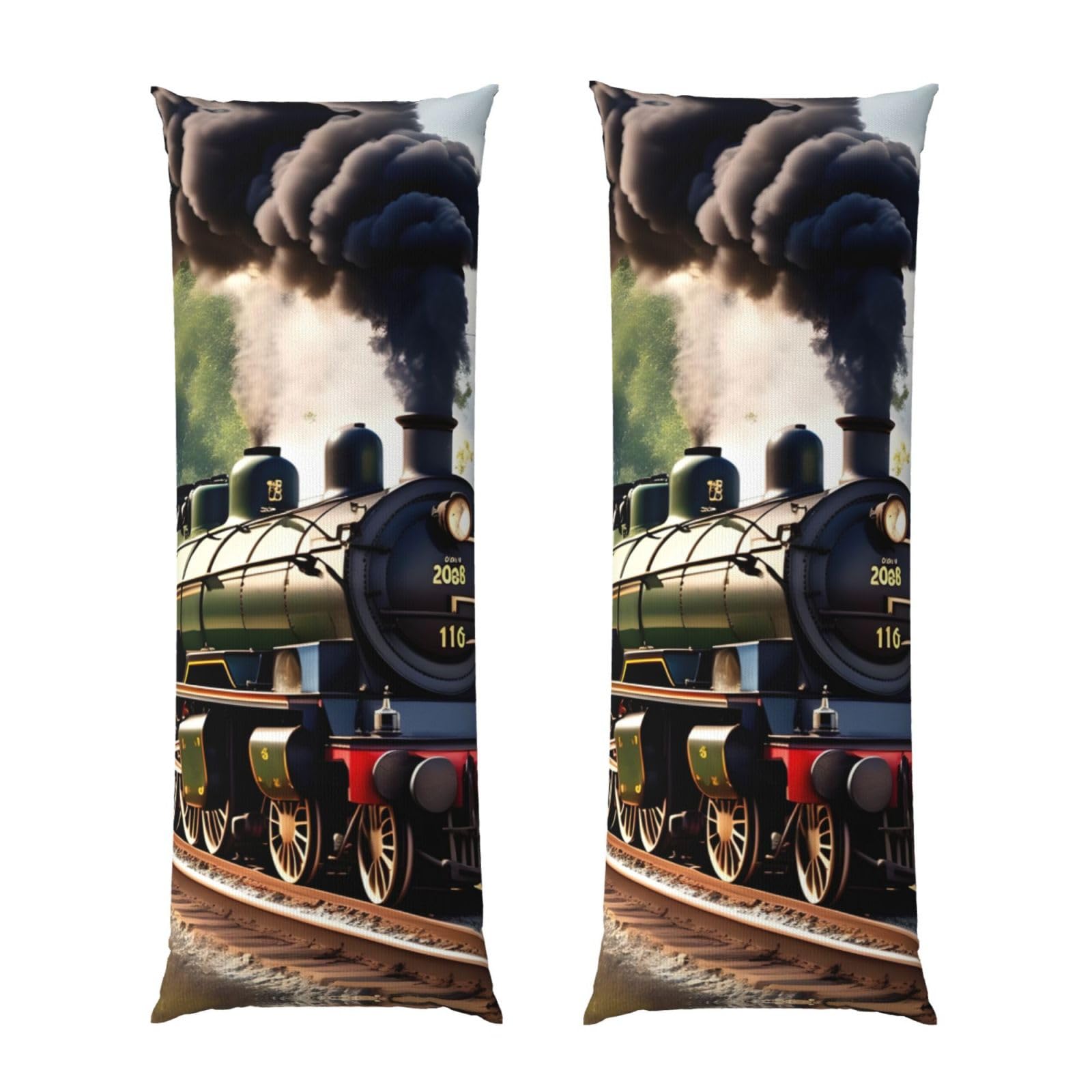 Housse de coussin de corps ultra douce esthétique avec son imprimé petit train rétro