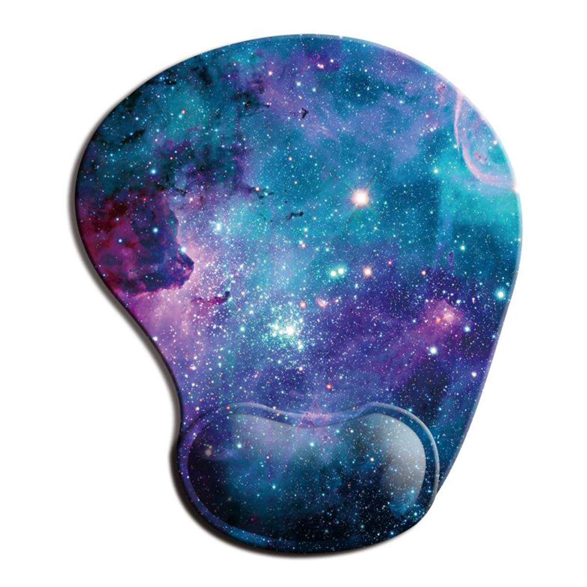 Dooke Ergonomic Mouse Pad with Wrist Support, Cute Mouse Pads with Non-Slip Rubber Base for Home Office Working Studying Easy Typing & Pain Relief Blue Purple Nebula