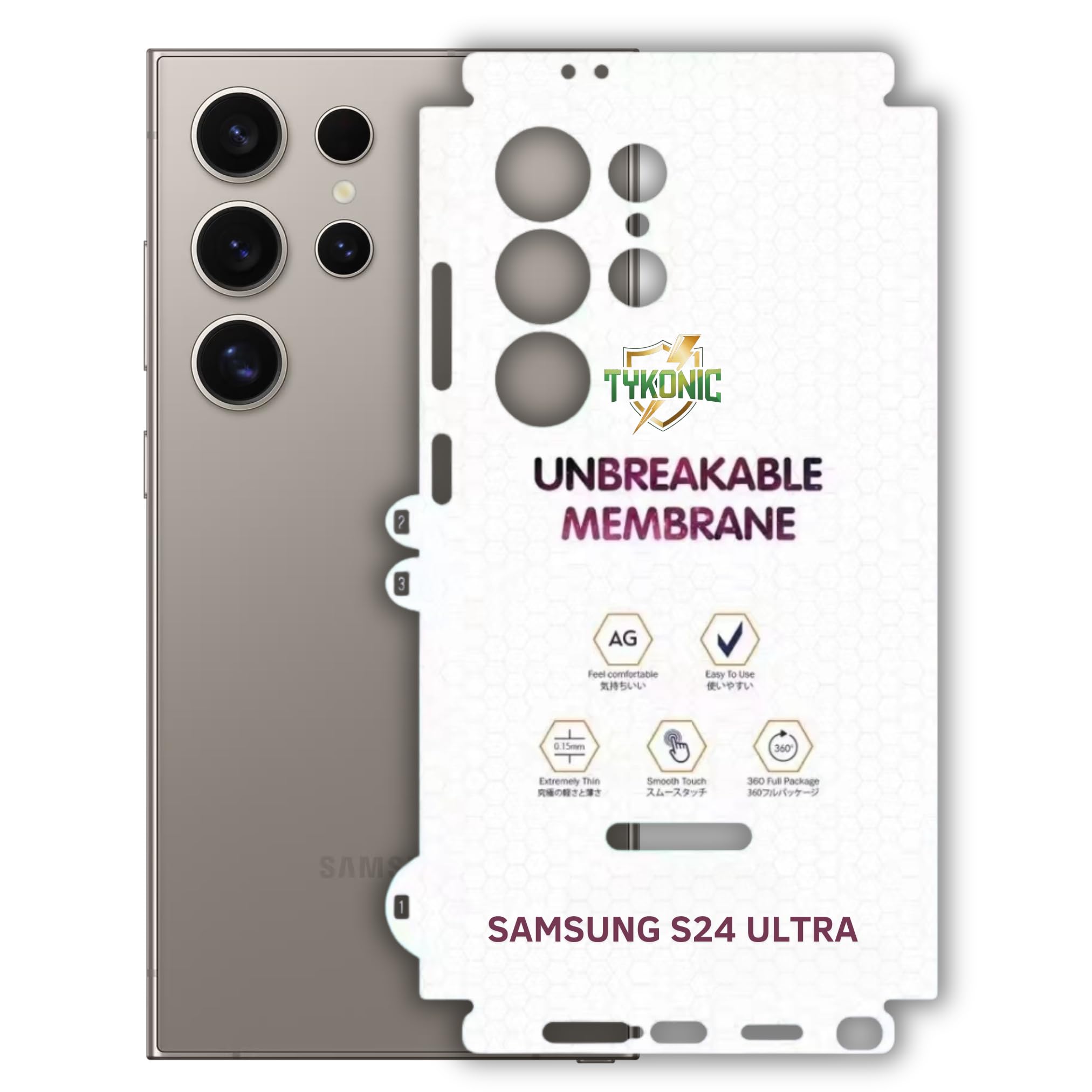 Matte Membrane Back Skin for Samsung Galaxy S24 Ultra | Transparent Back Lamination for Samsung Galaxy S24 Ultra | Scratch-Resistant & Quick Application Membrane