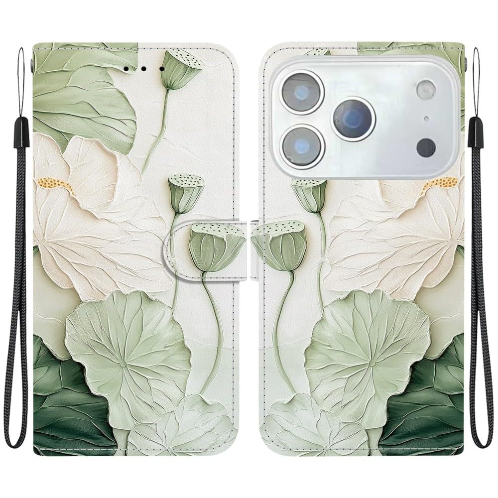 Étui iPhone 17 Pro cuir lotus une finition premium à rabat complet
