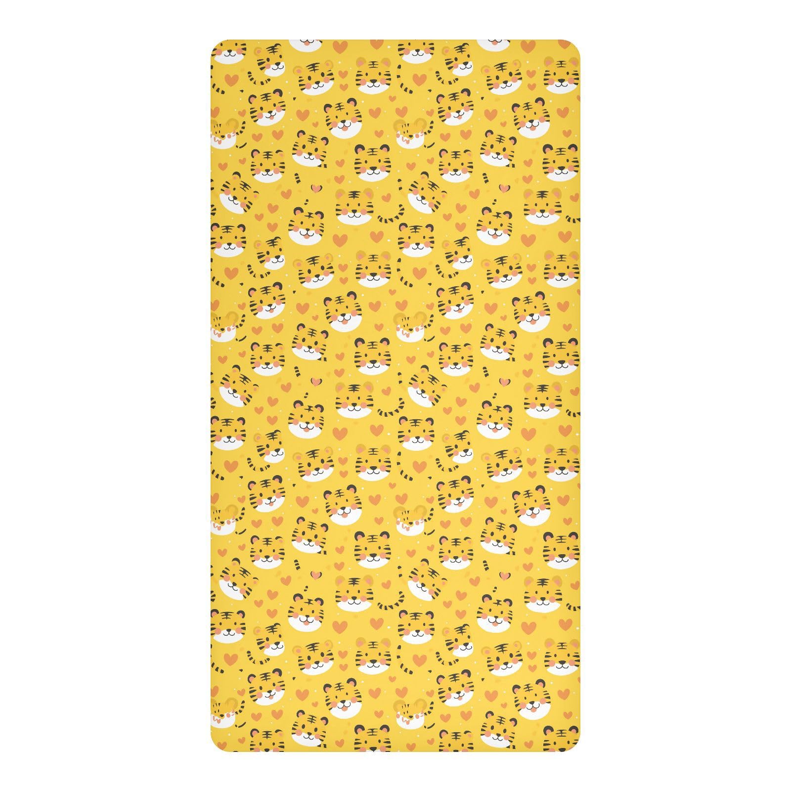 Drap-housse imperméable lit bébé 132x71 anti-fuites au motif tigre jaune