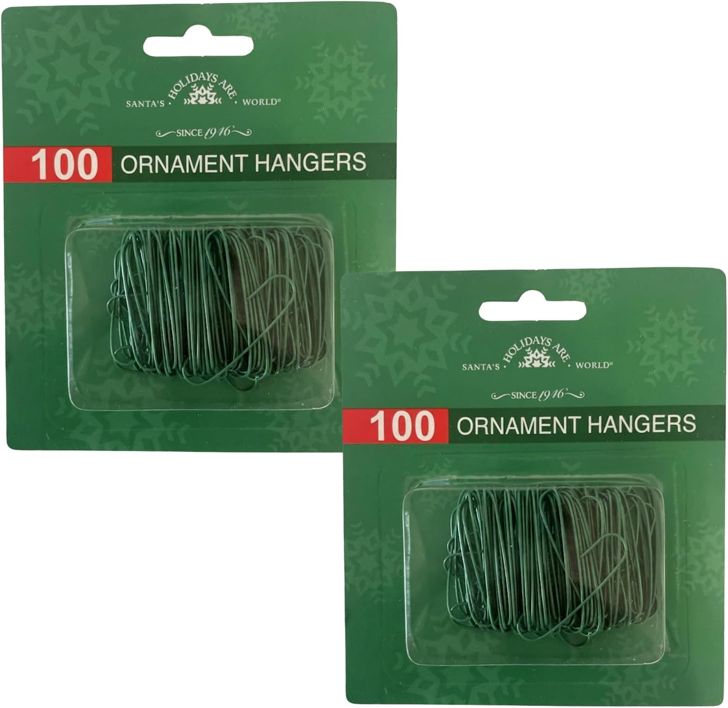 Green Ornament Hooks, 100-Piece Box Set Christmas Tree Hooks for Ornaments and Baubles