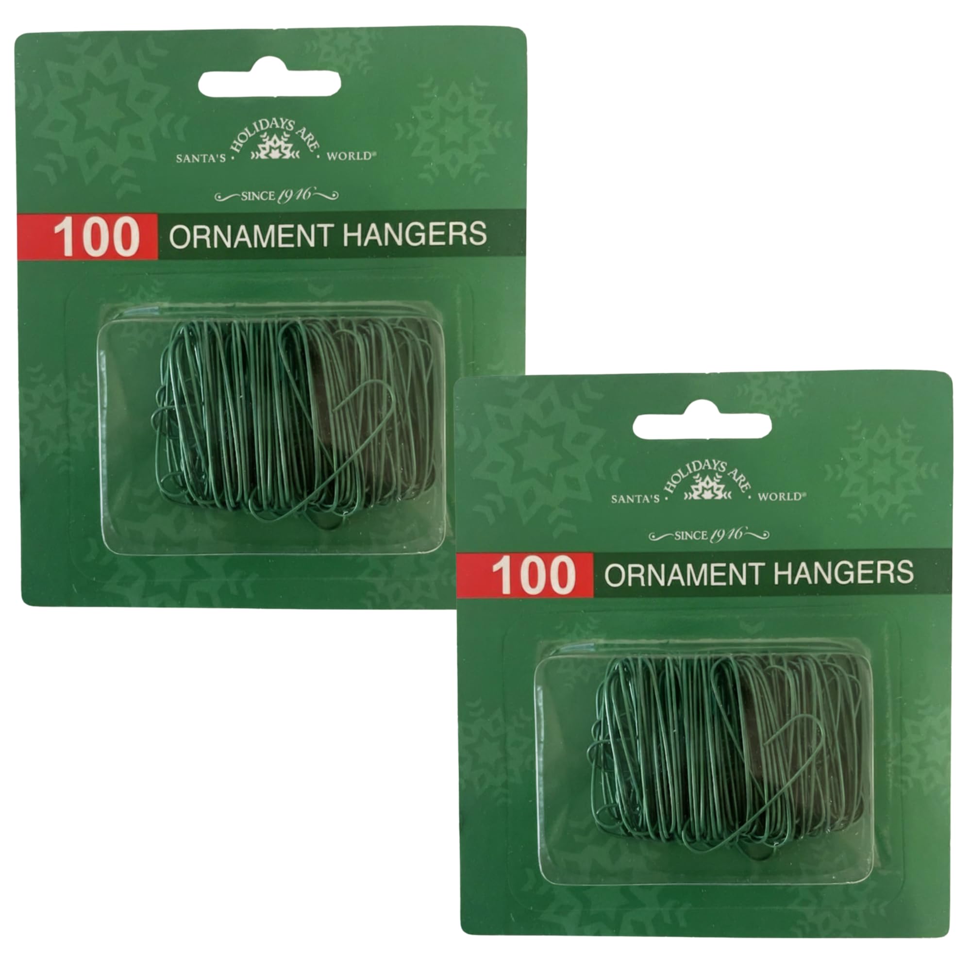 Green Ornament Hooks, Two 100-Piece Box Set Christmas Tree Hooks for Ornaments and Baubles (2)