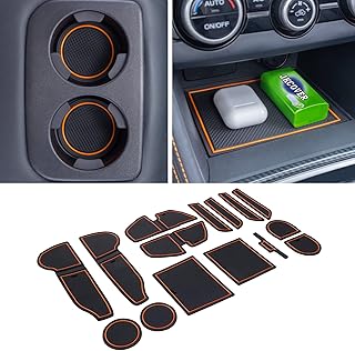 Compatible with 2018 2019 2022 2021 2022 2023 Subaru Crosstrek/2017-2023 Subaru Impreza Center Console Accessories No-Slip Cup Holder Insert Mats Flexible Rubber Material(Orange, 15PCS)