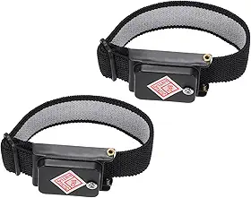 2 pulseiras antiestáticas, antiestática ESD, ajustável, sem fio, com pulseira sobressalente para reparo de eletrônicos de computador, azul escuro