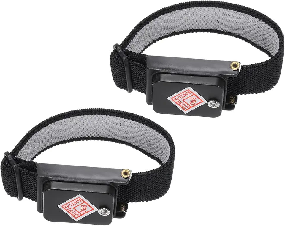 2 pulseiras antiestáticas, antiestática ESD, ajustável, sem fio, com pulseira sobressalente para reparo de eletrônicos de computador, azul escuro