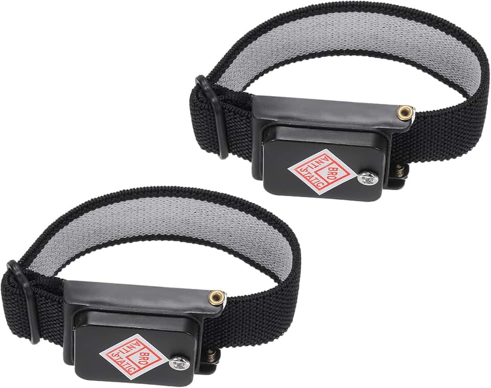 2 pulseiras antiestáticas, antiestática ESD, ajustável, sem fio, com pulseira sobressalente para reparo de eletrônicos de computador, azul escuro