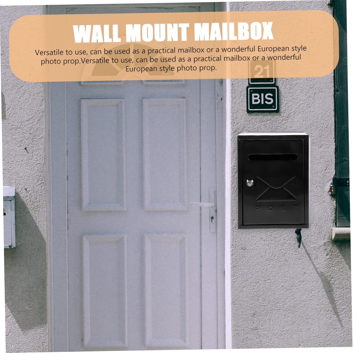 Wall-Mount Metal Mailbox Lock Vintage Letter Box for Outdoor Use Design Suitable for Home and Garden Easy Installation for Secure Mail